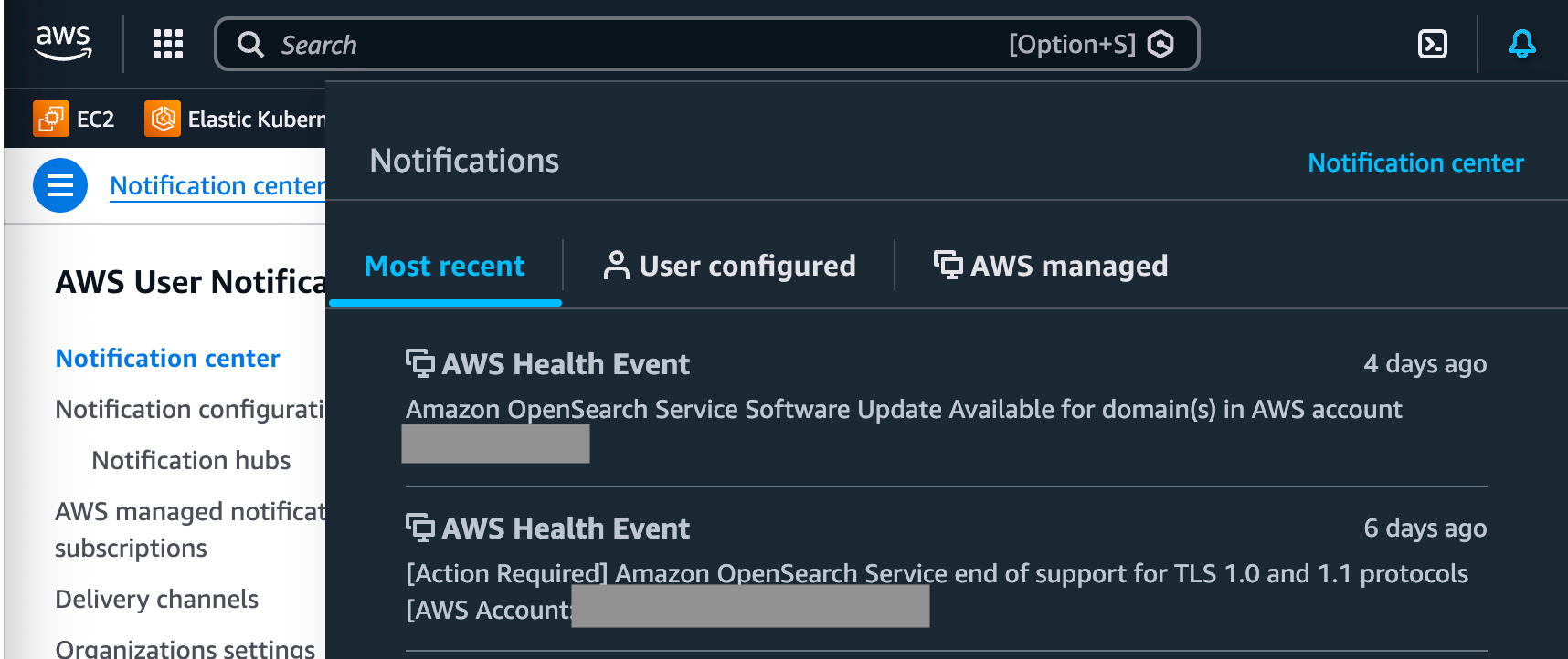 AWS health event 예시